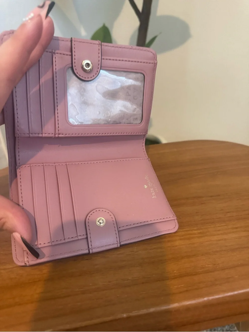 kate spade Light Pink Pebbled Leather Zip Wallet